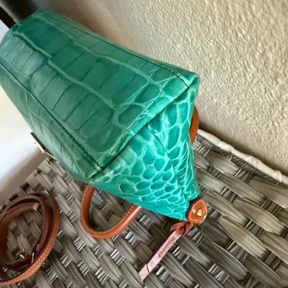 **SOLD** Dooney & Bourke Mini Turquoise Croco Embossed Satchel Bag - Picture 9 of 17
